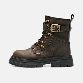 Buffalo LENNOX LACE UP BIKER MID - VEGAN NUBUCK brown