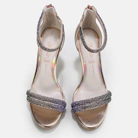 Buffalo Selma Sandalo con tacco vegan, beige oro