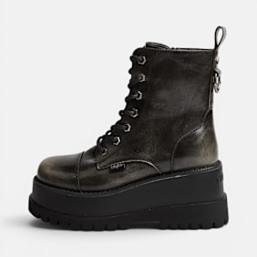 Buffalo STACK LACE UP MID - VEGAN NAPPA Grigio
