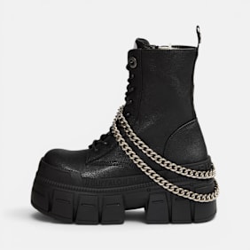 Buffalo GOSPHER LACE UP MID CHAIN - VEGAN NAPPA negro