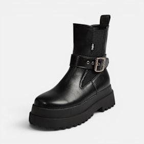 Buffalo PLUTO CHELSEA BIKER MID - VEGAN NAPPA noir