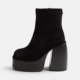 Buffalo HEART BOOTIE STACK - VEGAN SUEDE noir