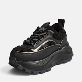 Buffalo MANHATTEN SNEAKER WARM - VEGAN NAPPA/FUR Nero