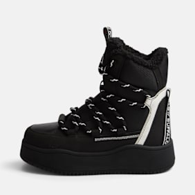 Buffalo ARIYA LACE UP WARM HI - VEGAN NUBUK/NYLON Schwarz