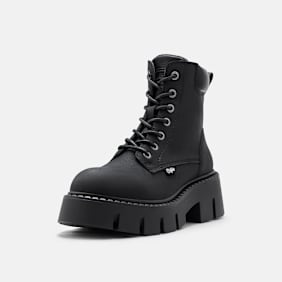Buffalo ZELIA LACE UP WORK - VEGAN NUBUCK Nero