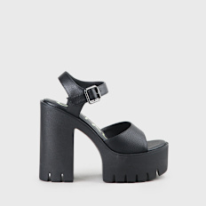 Buffalo JALILA - PLATFORM SANDAL - IMI LEATHER - BLACK black