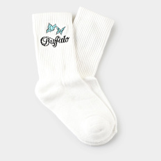 Buffalo Butterfly Embroidery Calcetines blanco