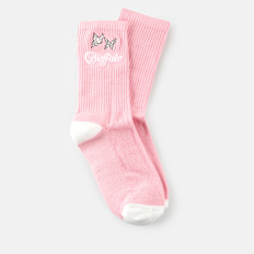 Buffalo Butterfly Embroidery Socks rosa