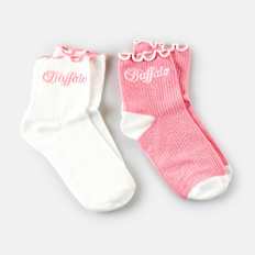Buffalo Ruffles Rib Calcetines (2 Pack) blanco