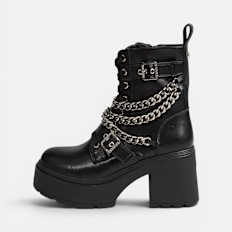 Buffalo MILA LACE UP CHAIN MID - VEGAN NAPPA black