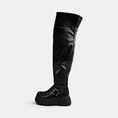 Buffalo PLUTO BIKER OVERKNEE - VEGAN NAPPA Schwarz