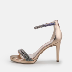 Buffalo Selma Sandalo con tacco vegan, beige oro