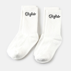 Buffalo Logo Crew Socks (2 Pack) white
