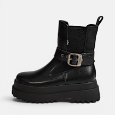 Buffalo PLUTO CHELSEA BIKER MID - VEGAN NAPPA Schwarz