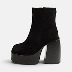 Buffalo HEART BOOTIE STACK - VEGAN SUEDE Schwarz